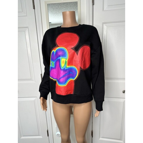Zara Disney Mickey Mouse Black Multicolored Sweatshirt Size Large NWT - Picture 3 of 8